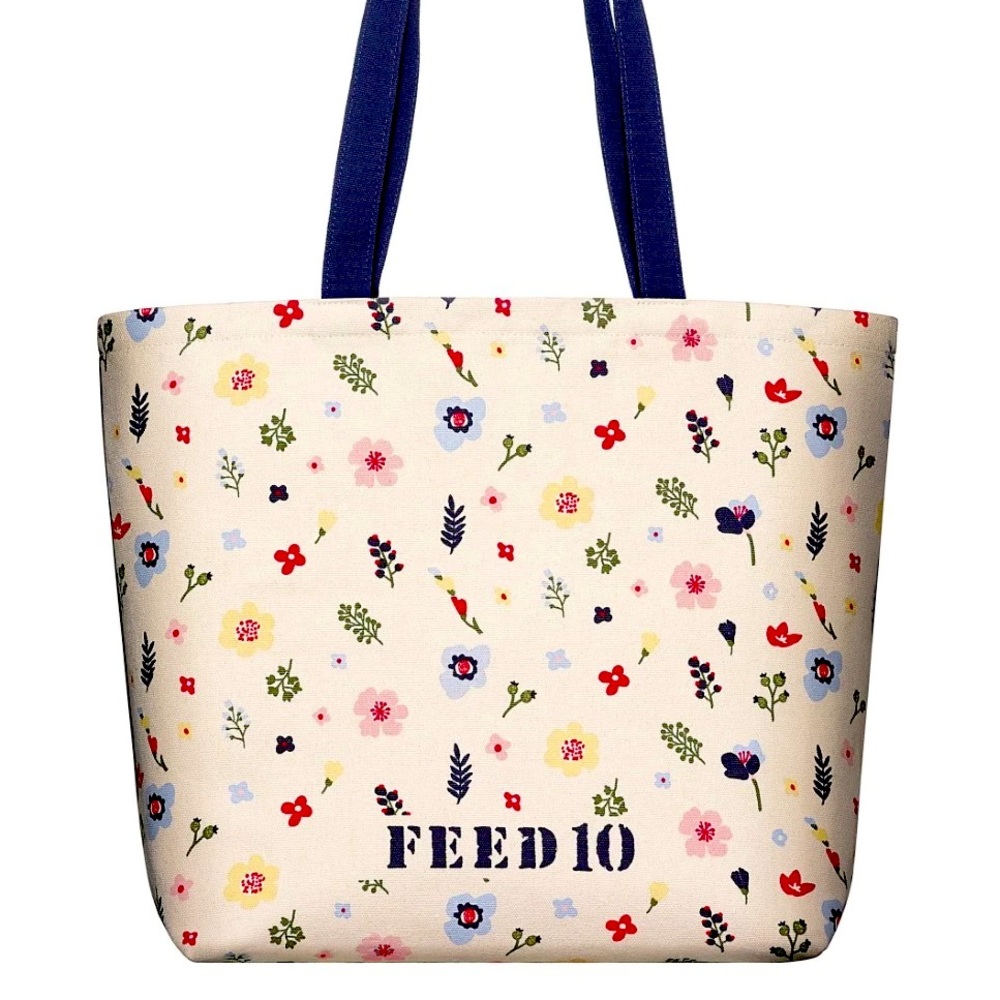 New FEED 10 for clarins tote canvas bag Size 18”1/2 x 14” x 5”1/2 navy blue